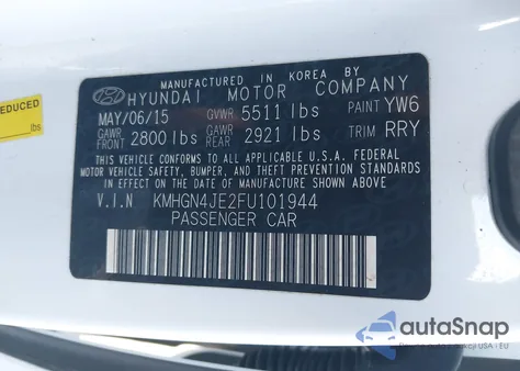 2015 Hyundai Genesis 3.8 from USA, damaged, VIN KMHGN4JE2FU101944
